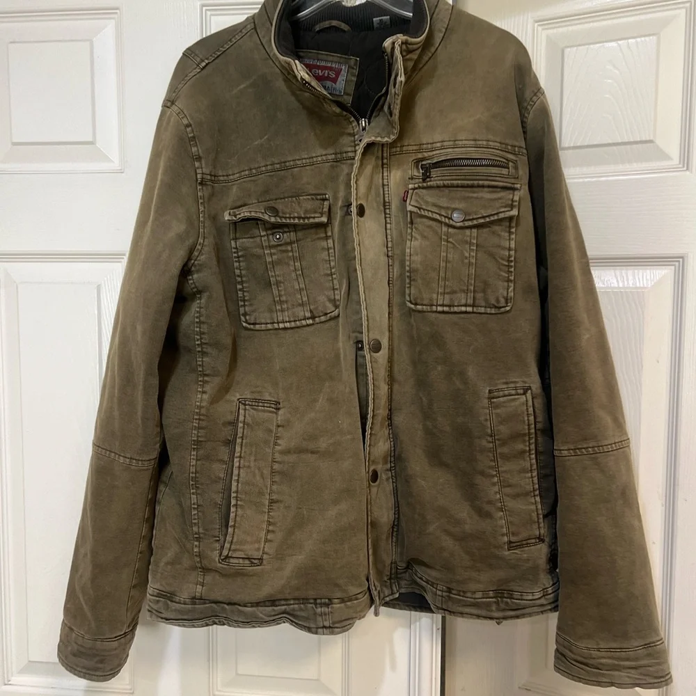 Levi’s Canvas Jacket Coat Mens XL Khaki Utility Military Workwear Chore gorpcore